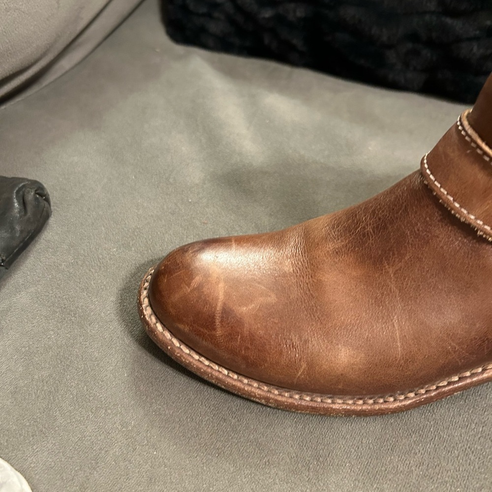BED STU Becca Buckle Boot Size 6.5 Tan Rustic Leather Dual Zipper Ankle - Picture 11 of 14